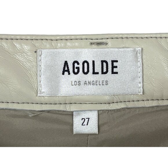 Agolde Women's Recycled Leather Relaxed Boot Pant in powder Sz 27 - NWT - Picture 9 of 14